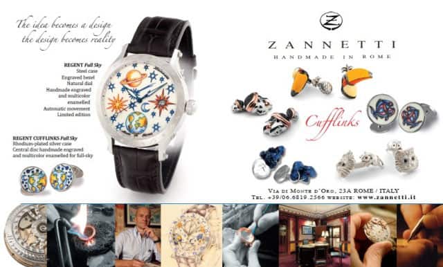 Zannetti Handmade Watches, Cufflinks and Jewellery in Rome